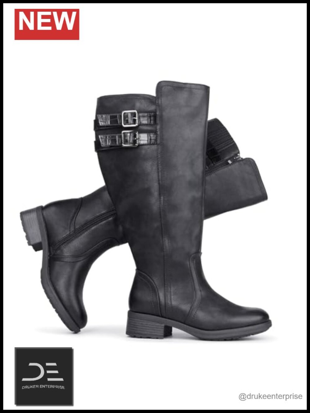 Extra Wide Calf Knee High Boots with Hidden Stretch Block Heel